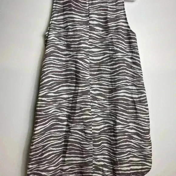 LOFT Zebra Brown White Sleeveless Pocket Linen Keyhole Shift Dress Women’s 6 - Picture 6 of 8